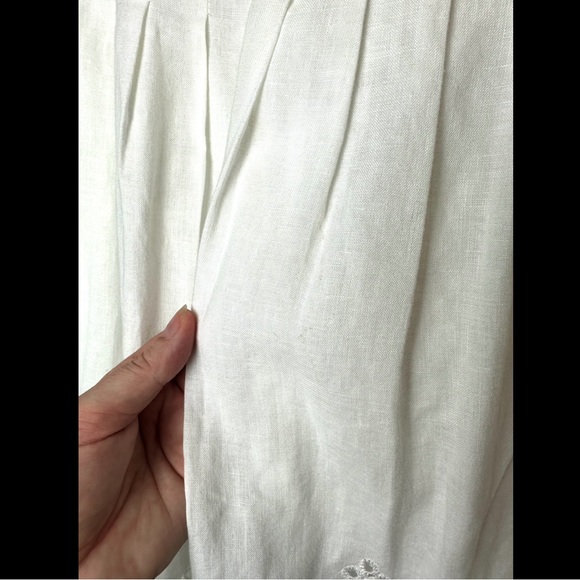 LAFAYETTE 148 NY 100% Linen Eyelet Skirt White Scalloped Embroidered Pleated - Picture 9 of 9